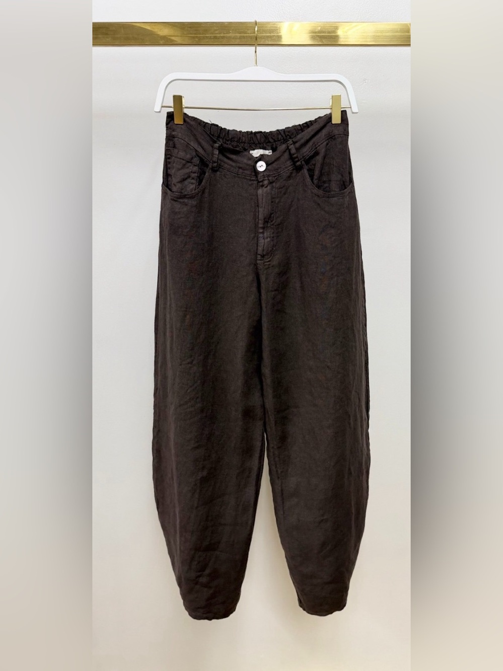 (155163/E11441-CHO) LINEN BARREL PANTS